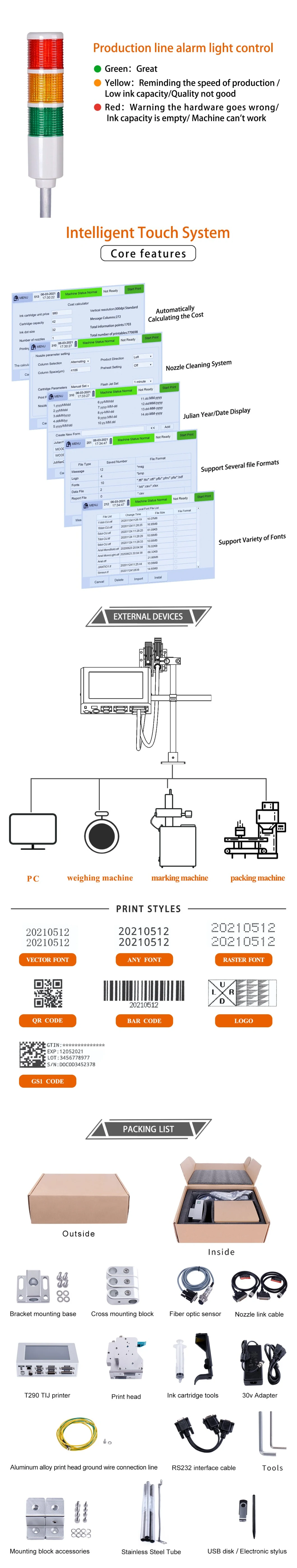 Docod OEM ODM T210-2 Tij Ink Inkjet Code Machine Printer for Label Bottle Logo Expiry Date