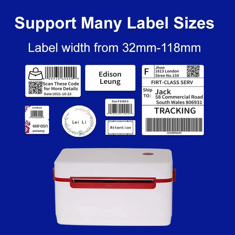 4 Inch USB+Bluetooth Shipping Label Printer Inkless Thermal Barcode Label Printer