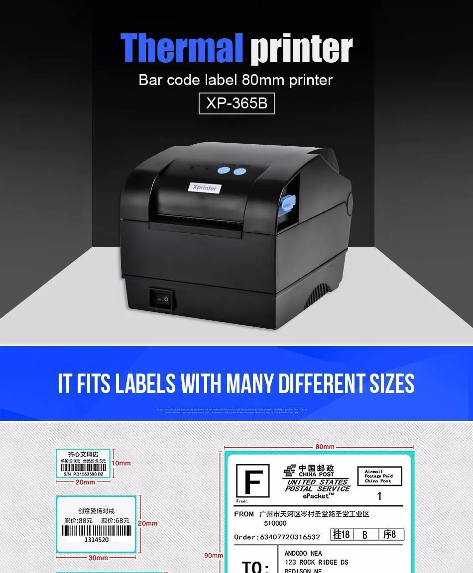 80mm 3 Inch Bluetooth Thermal Receipt and Label Printer